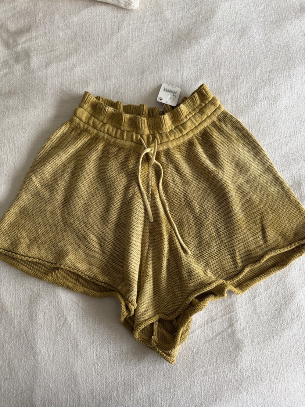 Free People Women’s Knit Drawstring Shorts - Mustard